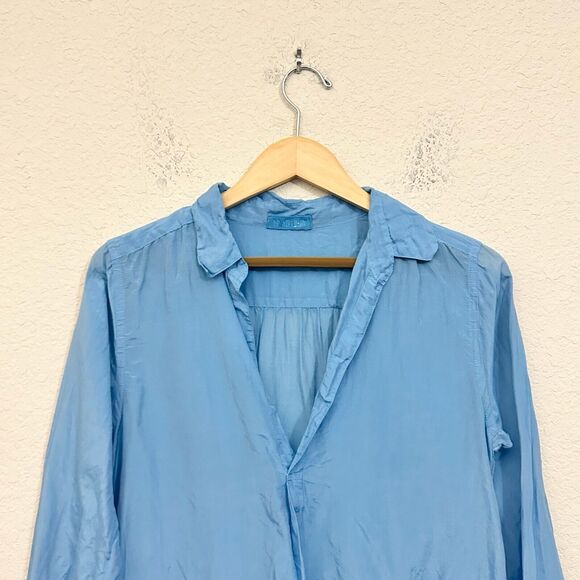 CP SHADES Teton Tunic Top Light Blue Long Sleeve Cotton Silk Blend - Picture 4 of 12